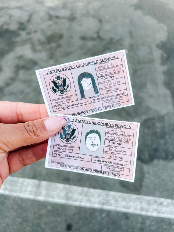 Military Spouse Humor Sticker: Mock Dependa ID (3x2 inch)