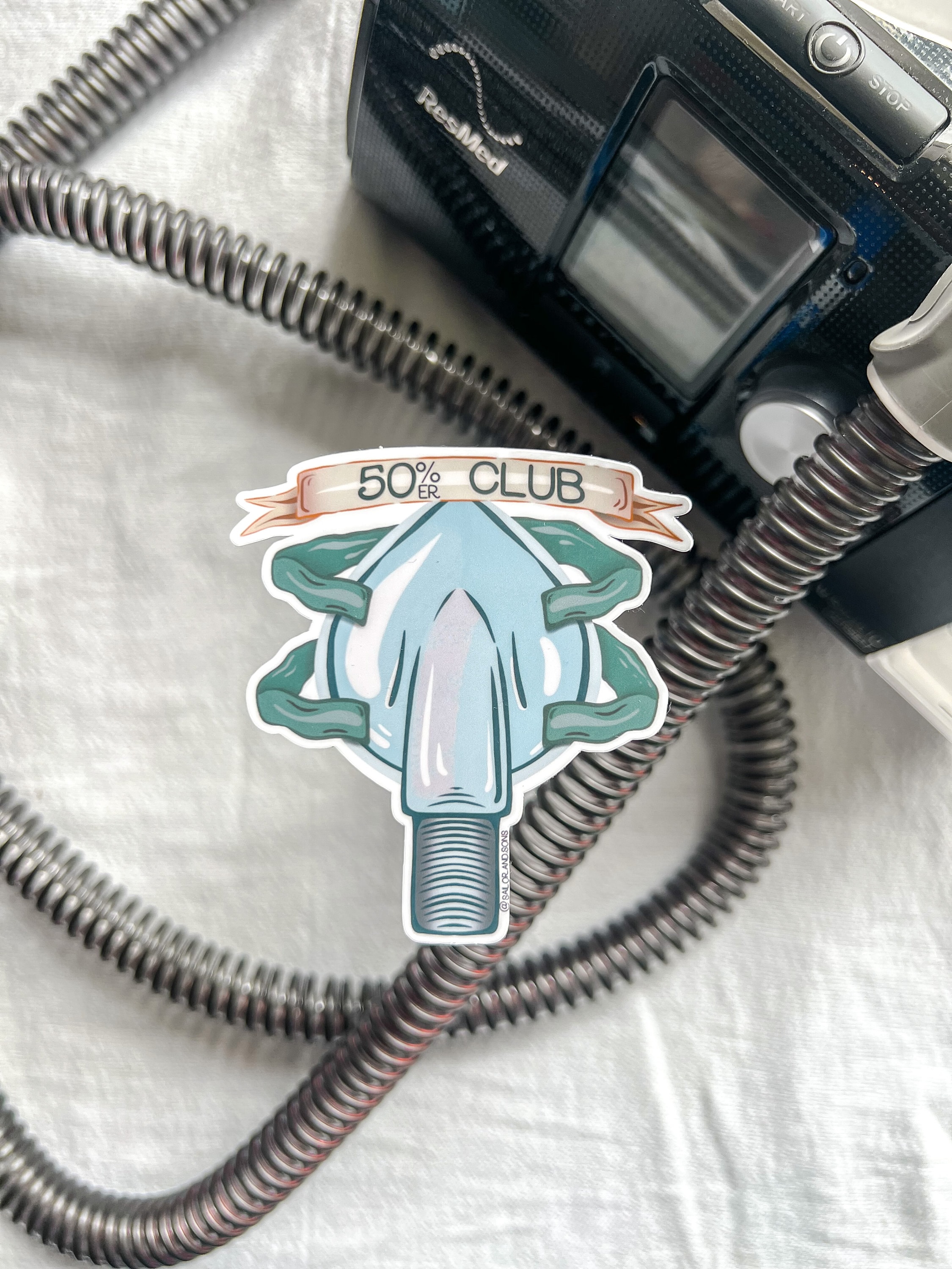50% Club CPAP Mask Sticker: Military Veteran Retirement Gift