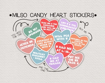 Milso Candy Heart Stickers, Dependa Sticker, Military Wife gift