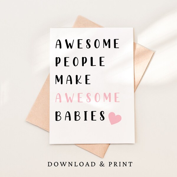 printable card for baby girl, new baby card, baby shower card, digital baby card, Welcome Baby Card, Its a girl