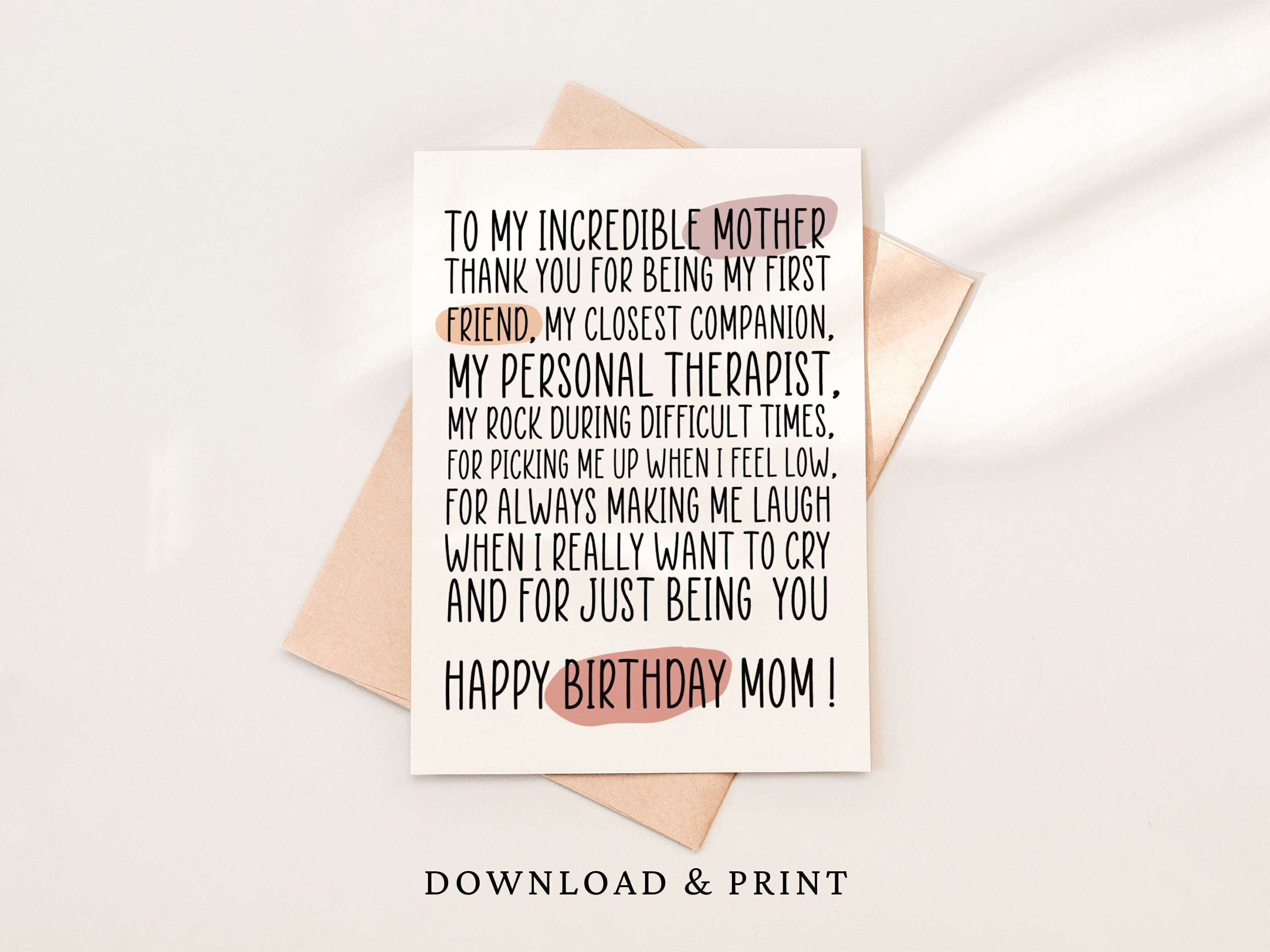 Happy Birthday Mom Png Printable Birthday Card Template Png