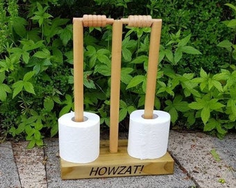 Personalised Cricket Stumps Toilet Roll Holder with Bails - Great gift for any Cricket fan