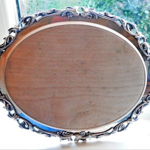 Fine wood board new kitchen gift, RARE wooden Bread Cheese board in James Dixon silver plated holder. Vintage Wedding Gift or new home gift,