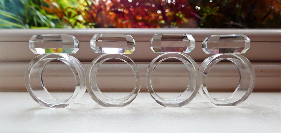 Crystal Napkin Rings - Emerald Cut Glass, Set of 12 - Etsy