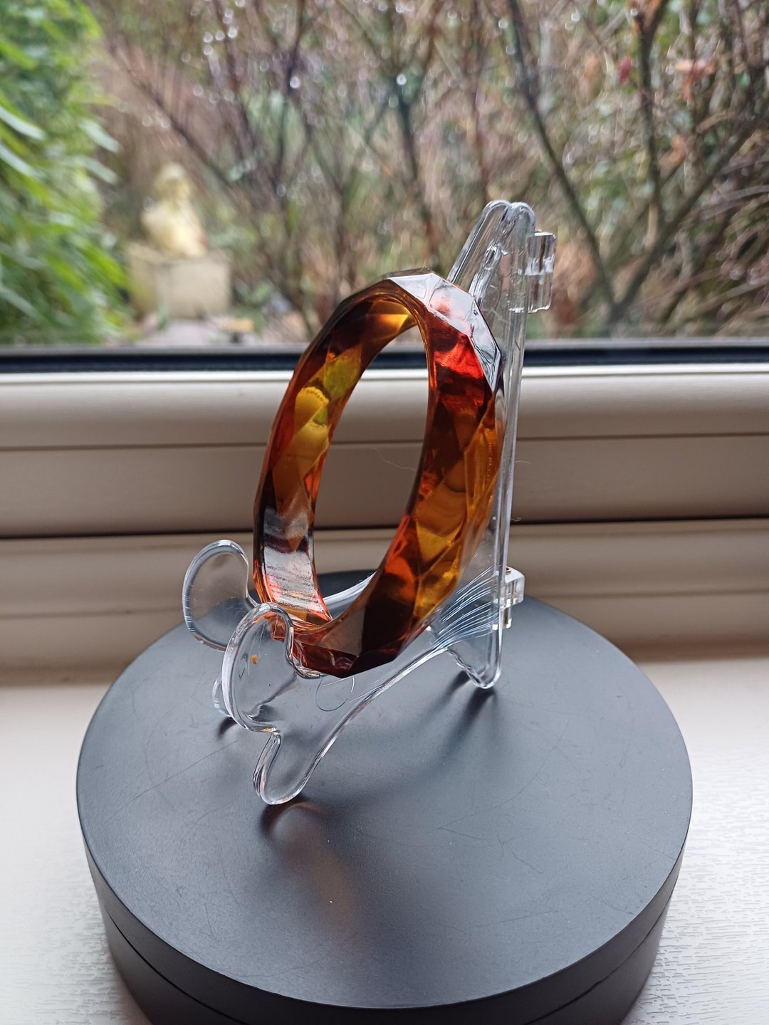 Vintage Apple Juice Bakelite Facetted Bangle, Sparkling Bakelite ...