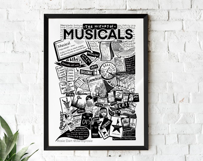 The History of Musicals illustrated print - Broadway poster - musical theatre print