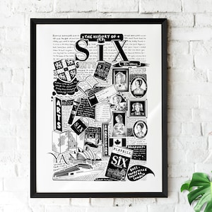 The History of Six the musical illustrated print - Broadway poster - musical theatre print