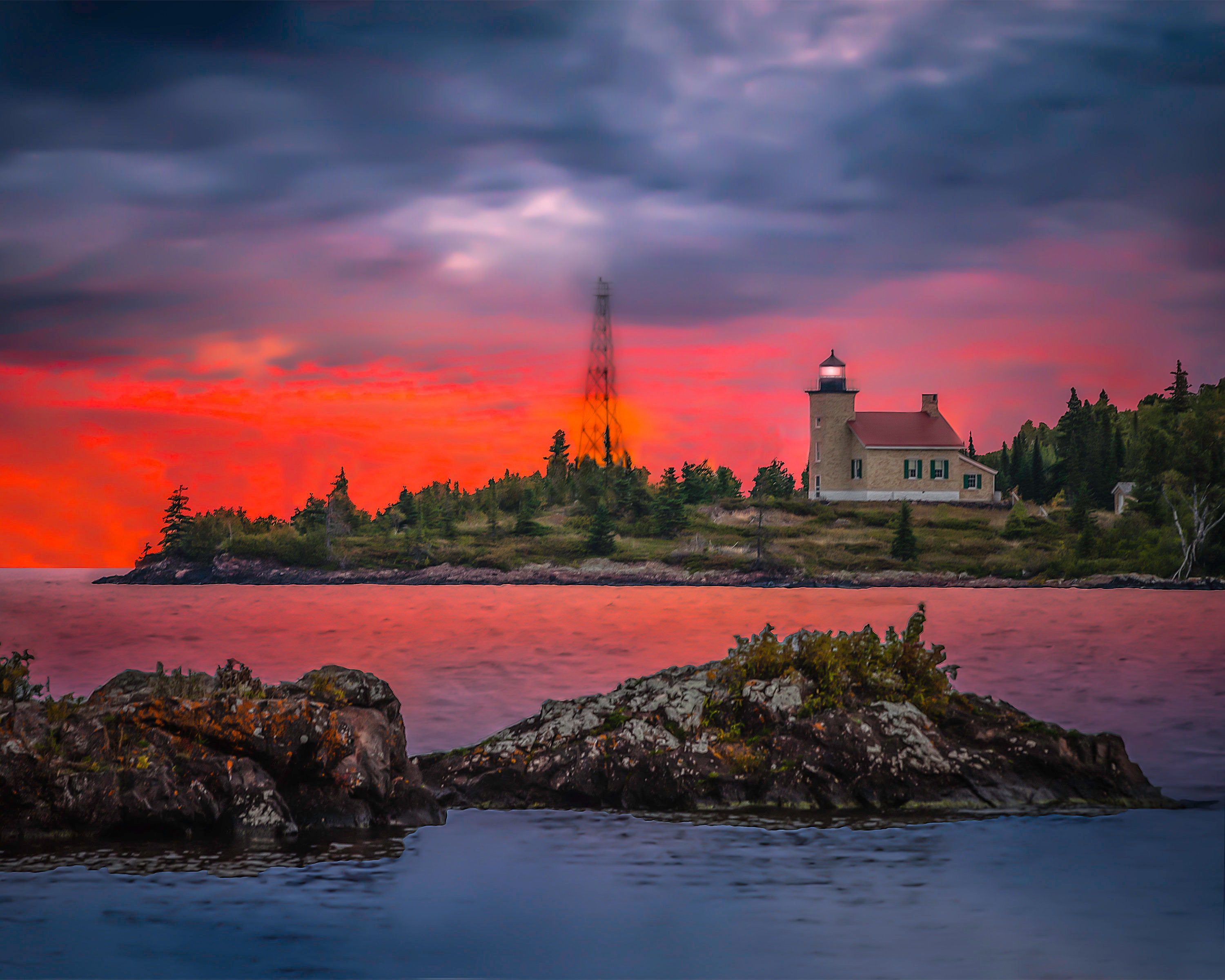 Copper Harbor Lighthouse Sunset Etsy
