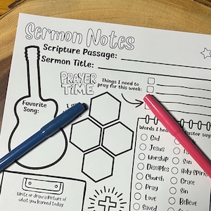 Notizen-Seite für Kinder: Kirche Unterrichtsaktivität - Notizen zum Lobpreis (Digitaler Download)