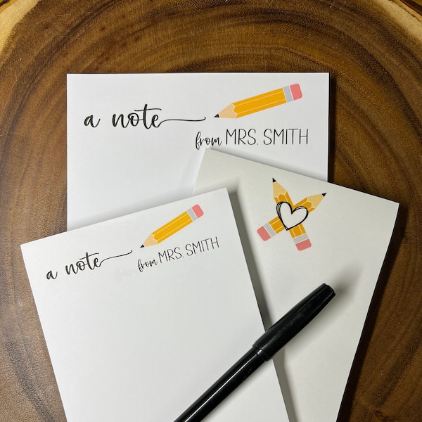 Personalized Teacher Notepad: "A Note From" Gift Set
