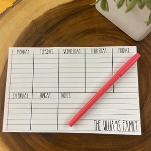 Rae Dunn Inspired Personalized Weekly Planner Notepad for Busy Mom or Teacher, Custom Stationery Paper, Undated Calendar, Stay Organized