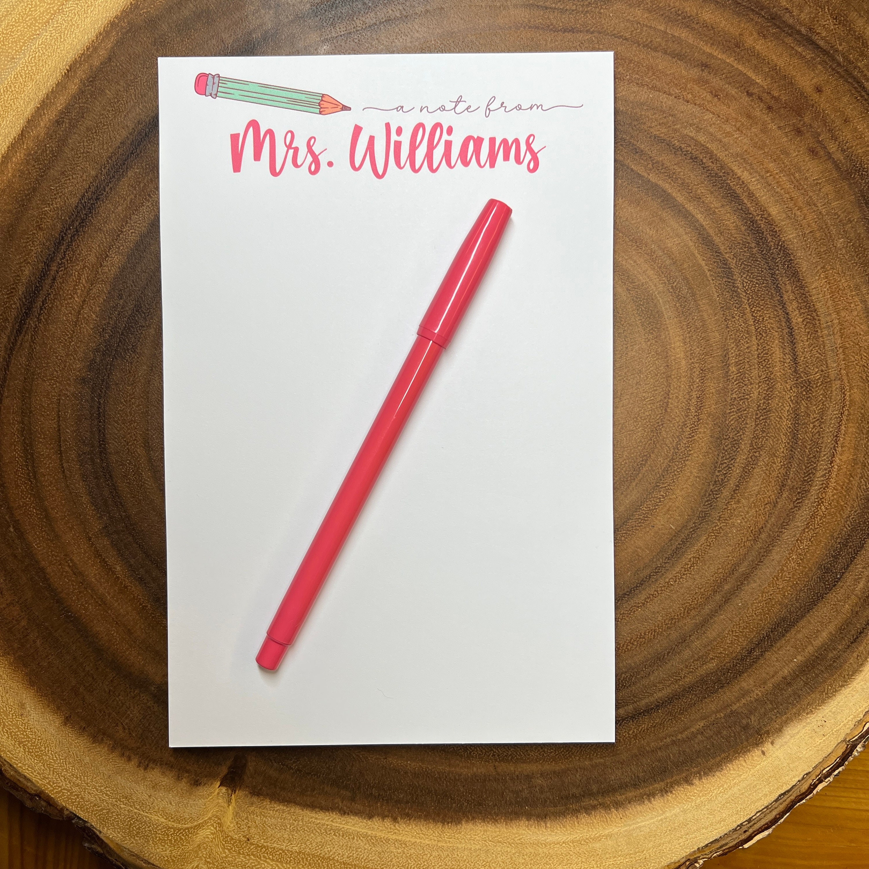 Personalized Teacher Notepad: Custom Pencil Design, Back to School Gift ...