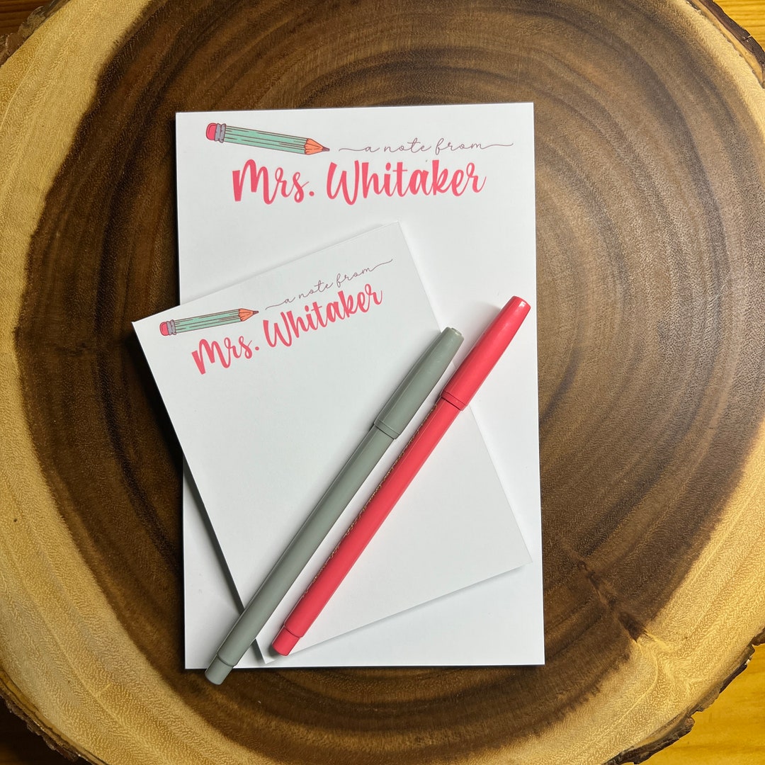 Custom Teacher Notepads Personalized Teacher Notepad: Custom Pencil Design, Back to School Gift ...