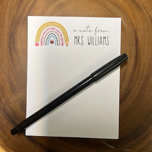 Teacher Rainbow Pencil Personalized Notepad, Post-It Notes, or Sticker Perfect Gift for Teaching FREE SHIPPING Custom School Stationery Small- 4.25 by 5.5in