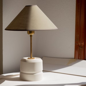 White Ceramic Table Lamp, Modern Lighting,  Minimalist Lighting, Bedside Lamp, Lamp Shade
