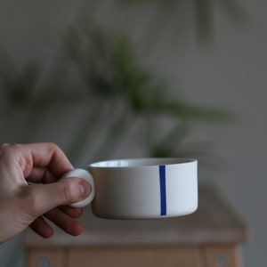 Set of 4 Coffee Cups of white ceramic, Handmade white porcelain cup, Modern coffee and tea cup, Ceramic Espresso Cup, Tea Cup