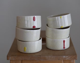 Handmade Stoneware Espresso Cup, Minimalist Dessert Bowl, Ramekin Dish, Optional Plate