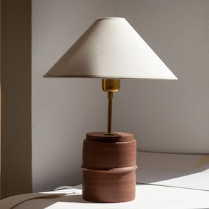 Terracotta Ceramic Table Lamp, Designer Table Lamp,  Minimalist Lighting, Pottery Lamp, Lamp shade, keramik