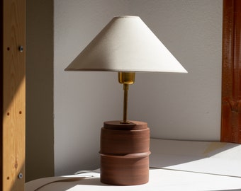 Terracotta Ceramic Table Lamp, Designer Table Lamp,  Minimalist Lighting, Pottery Lamp, Lamp shade, keramik