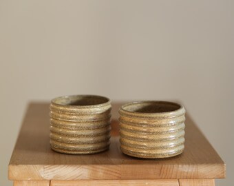 Set of 2 Handmade Stoneware Espresso Cups – Minimalist Pottery Coffee Sake Mug