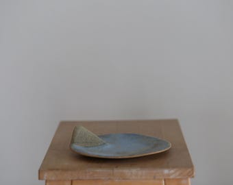 Handmade Stoneware Plate, Organic Sculptural Dish, Modern Minimalist Tableware