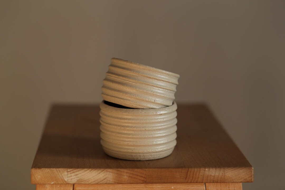 Handmade Stoneware Mug – Minimal Ribbed Ceramic Cup - Etsy