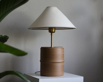 Beige Ceramic Table Lamp, Handmade Ceramic Table Lamp,Designer Table Lamp,  Minimalist Lighting, Pottery Lamp, Unique Clay Lamp,Bedroom Lamp