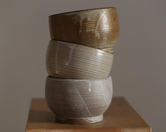 Handmade Stoneware Bowl – Beige Textured Ceramic Bowl for Serving & Everyday Use