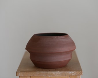 Handmade Sculptural Stoneware Vase, Rustic Earth Tone Pottery Decor
