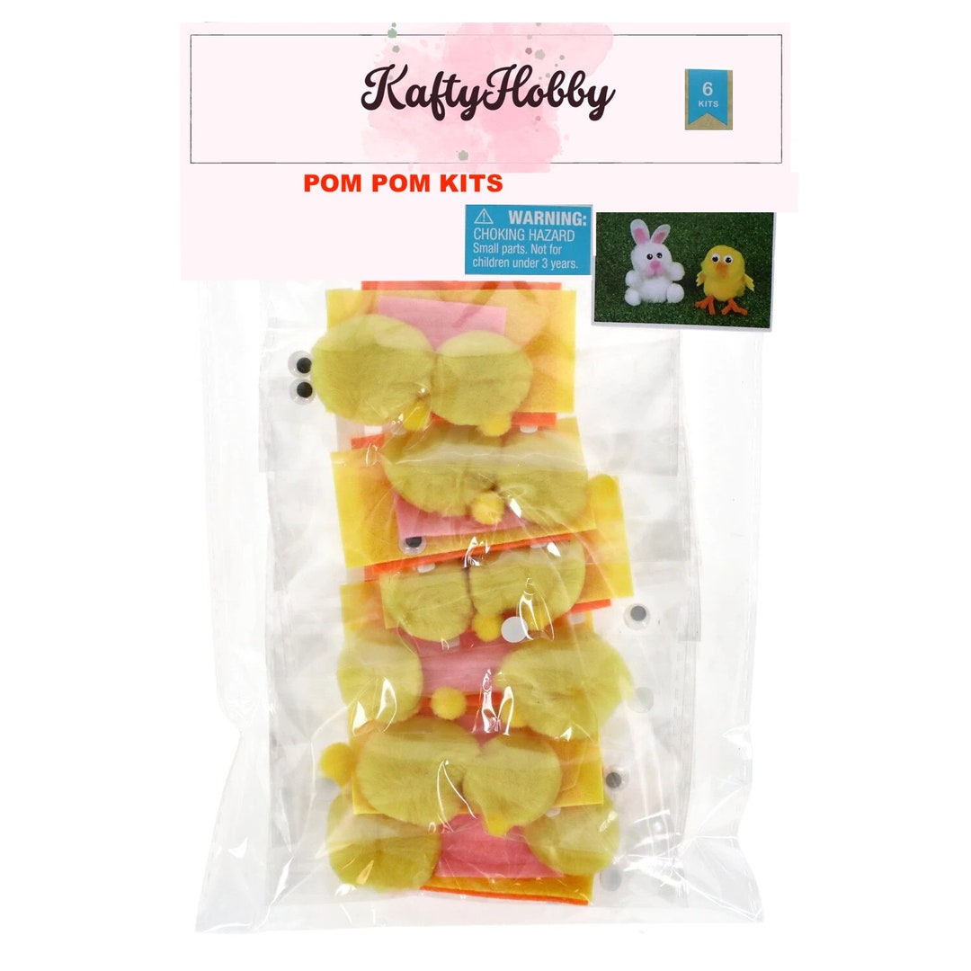 DIY Easter Pom Pom Kits / Diy Rabbit Kits / Yarn Craft Kit / Kid Craft