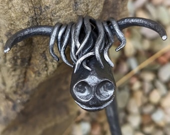 Highland cow steak turner, hand forged by a scottish blacksmith