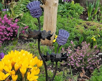 Handmade garden thistle sculpture made in scotland