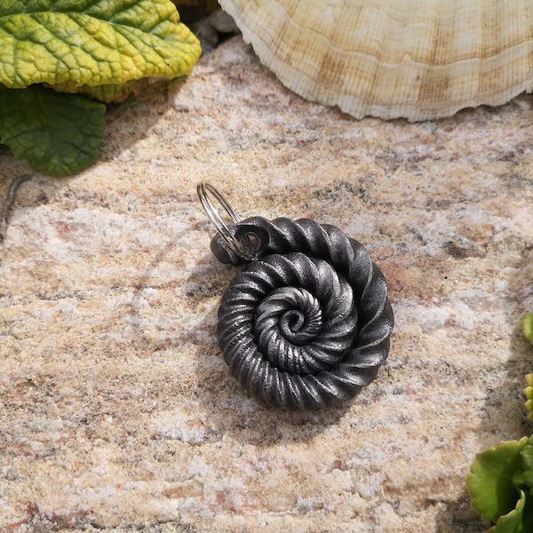 Hand made ammonite style keyring