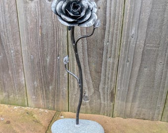 Handmade metal rose, hand forged by a scottish blacksmith