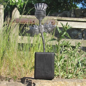 Hand forged thistle sculpture, handmade by Scottish blacksmith
