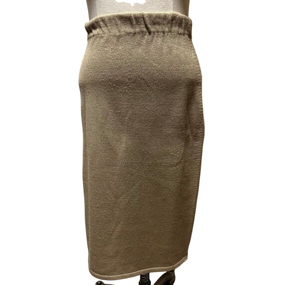 Vintage Eric Steven 2-Piece Knit Sweater Skirt Set Tan Beige Black Trim 80s View 4