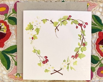 Individual Greetings Card - Heart of Hawthorn