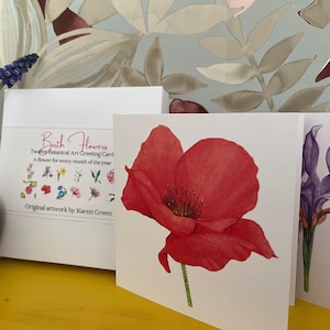 Geboortebloemen - Botanische kunst Geschenkdoos met 12 wenskaarten