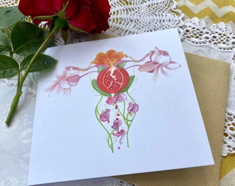 Individual Greetings Card - Botanical Womb III