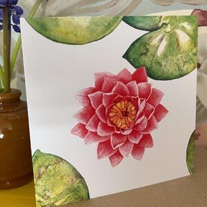 Tarjeta de felicitación individual - Julio - Nenúfar (Flor de nacimiento)
