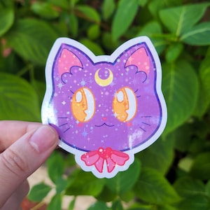 Moon Cat Stickers, 90&#39;s Anime Stickers, Cute Kawaii Cat Stickers, Anime Sticker Pack, Cat Sticker Pack, Anime Nerdy Weeb Decal for Laptops