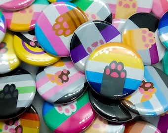 Cat Paw Pride Buttons, LGBTQ+ Buttons, Custom Buttons, Trans, Gay, Lesbian, Bisexual, Ace, Pan, Nonbinary, Demi, Genderfluid, Agender, Aro