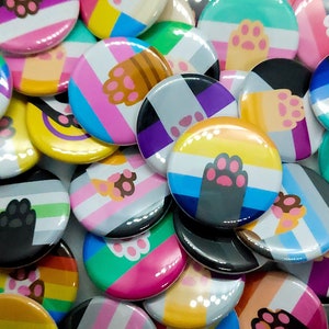 Cat Paw Pride Buttons, LGBTQ+ Buttons, Custom Buttons, Trans, Gay, Lesbian, Bisexual, Ace, Pan, Nonbinary, Demi, Genderfluid, Agender, Aro