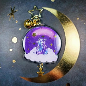 Cosmic Cat Keychain | Galaxy Cat Keyrings | Star Keychains | Kawaii Accessories | Cute Accessories | Gifts for Her | Cat Lover Gifts |