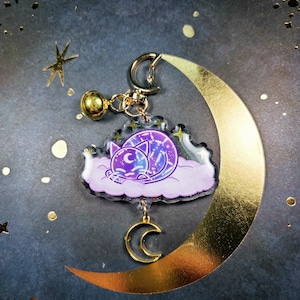 Cosmic Cat Keychain | Galaxy Cat Keyrings | Star Keychains | Kawaii Accessories | Cute Accessories | Gifts for Her | Cat Lover Gifts |