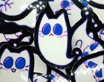 Ghost Cat Stickers, Spooky Stickers, Halloween Stickers, Spoopy Stickers, Water Bottle Journal Planner Laptop Stickers Decals, Spooky Season