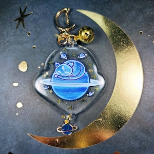 Cosmic Cat Keychain | Galaxy Cat Keyrings | Star Keychains | Kawaii Accessories | Cute Accessories | Gifts for Her | Cat Lover Gifts |