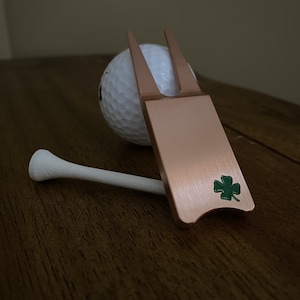 Copper Golf Divot Tool with Engraved Four Leaf Clover