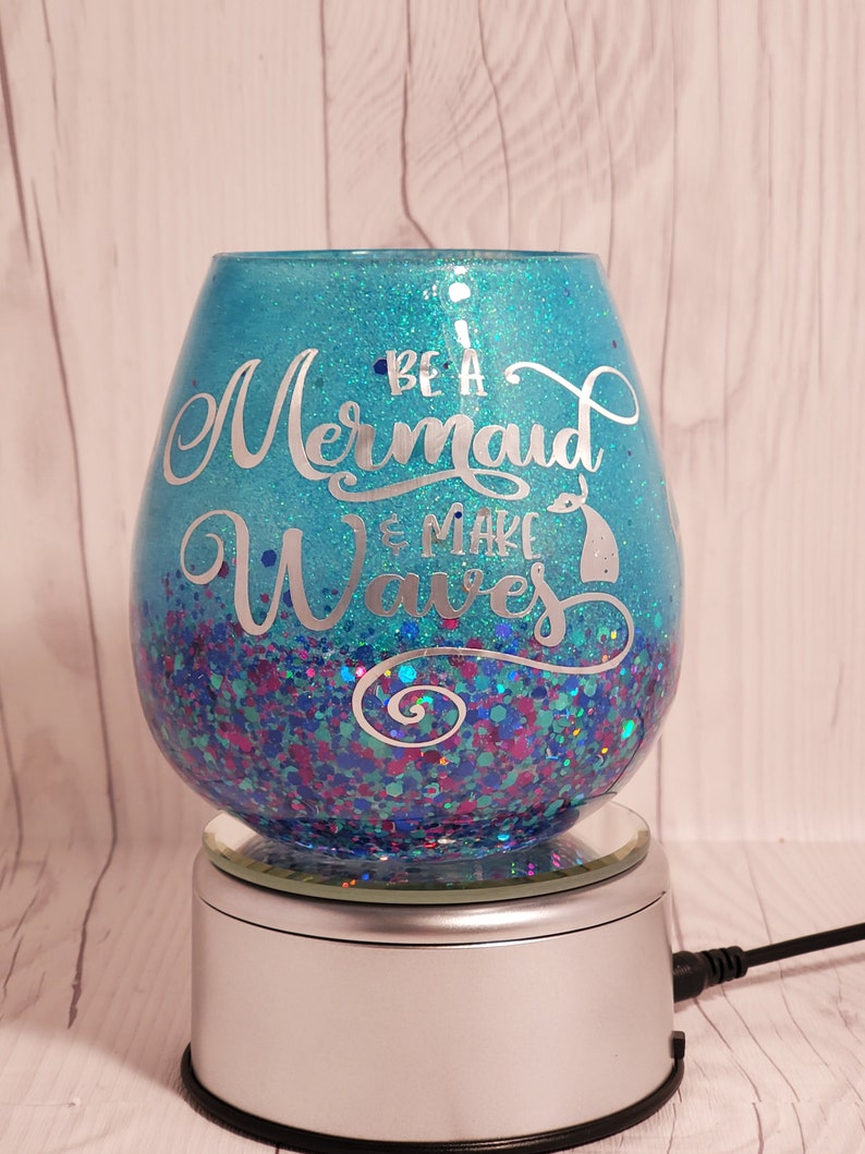 Stemless Wine Glass Personalized with Name Be a Mermaid and make waves