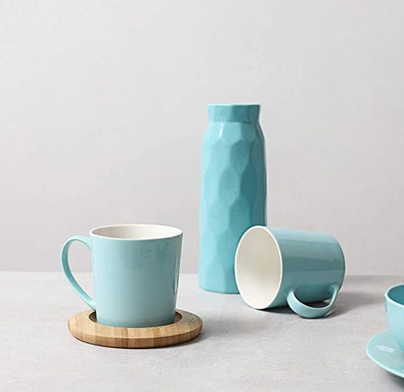 Sweese Porcelain Mugs Set, 15 Ounce Large Handle Mugs, Set of 6